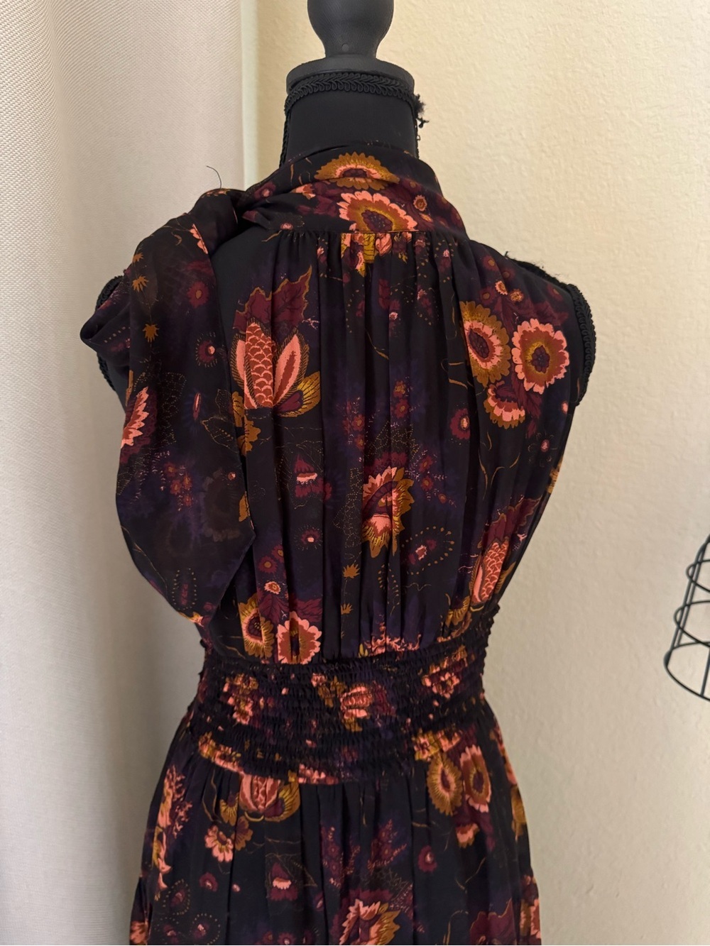 Ulla Johnson Silk Floral Halter Midi Dress Black Boho Luxe - Picture 8 of 12